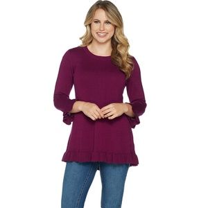 NEW Isaac Mizrahi Live! Peplum Sweater. XXS Plum